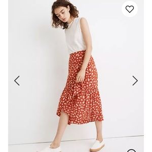 Madewell wrap midi skirt in happy hibiscus size 6